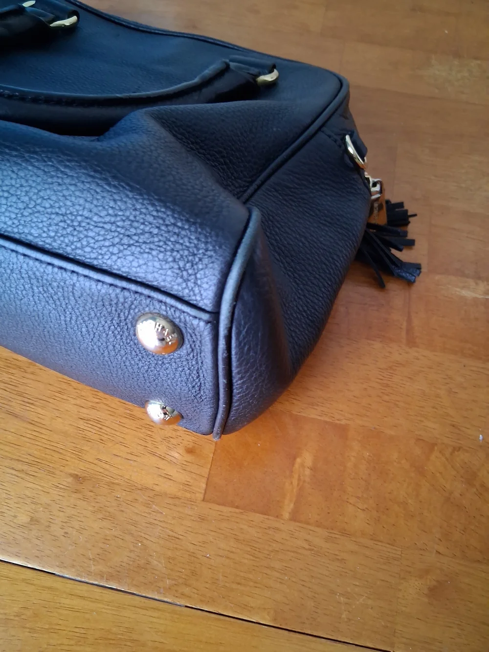 Michael Kors Black Leather Satchel with Beige Signature Tote (Lot Of 2)